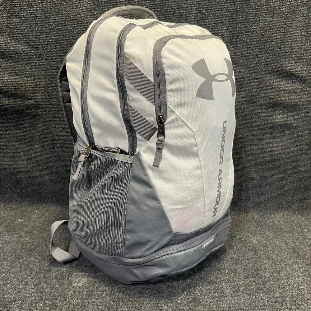 Under Armour 1294720 UA Storm Grey White Hustle 3.0 Storm School Travel Backpack